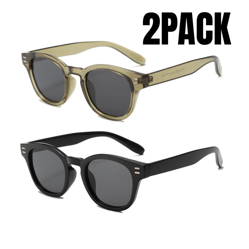 

2 шт. Модные маленькие круглые солнцезащитные очки Женские Ретро Прозрачные Океанические Линзы Оттенки UV400 Мужские Заклепки Панк Солнцезащитные Очки