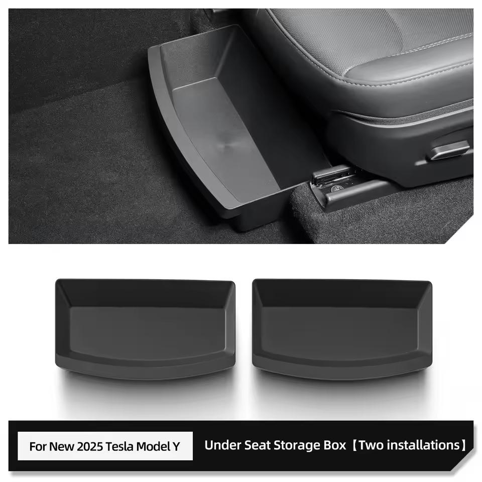 For Tesla Model Y Juniper 2025 Under Seat Storage Box Car Accessories Drawer Type Organizer Storage Front Seat Lower Box Case