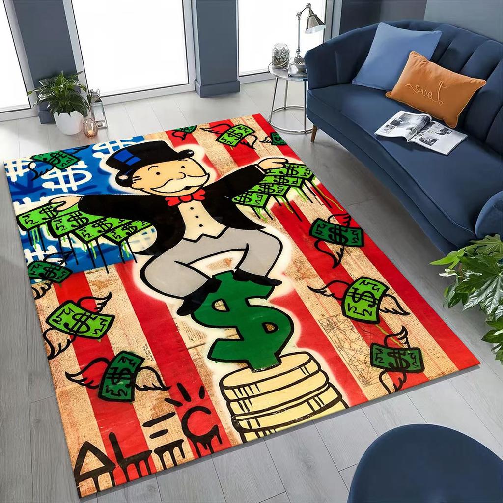 Rich Cartoon Monopoly Dollar Game Money Rug for Bedroom Living Room Sofa Home Doormat Decor,Large Kids Play Non-slip Floor Mat