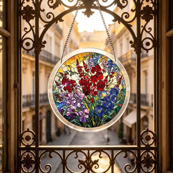 Skládačka Suncatcher, DIY puzzle Akrylový Suncatcher, Vitrážový závěsný ornament pro domácnost, Zahradní dekorace, Dárek pro ženy, Maminku, Přátele