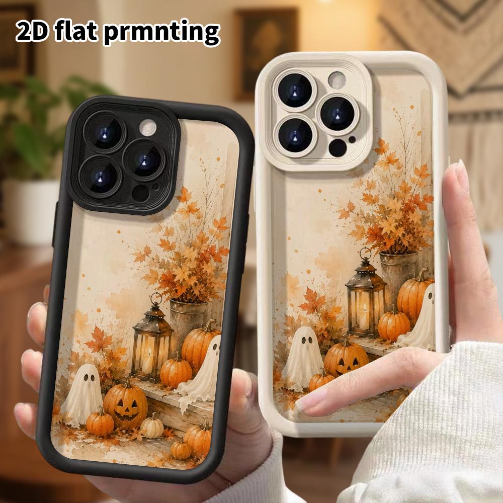 Phone Case: 2D Flat Design Suitable for iPhone 18, 17, 16, 15, 14, 13 Pro Stepped Protective Case, Autumn Halloween, Halloween Gift