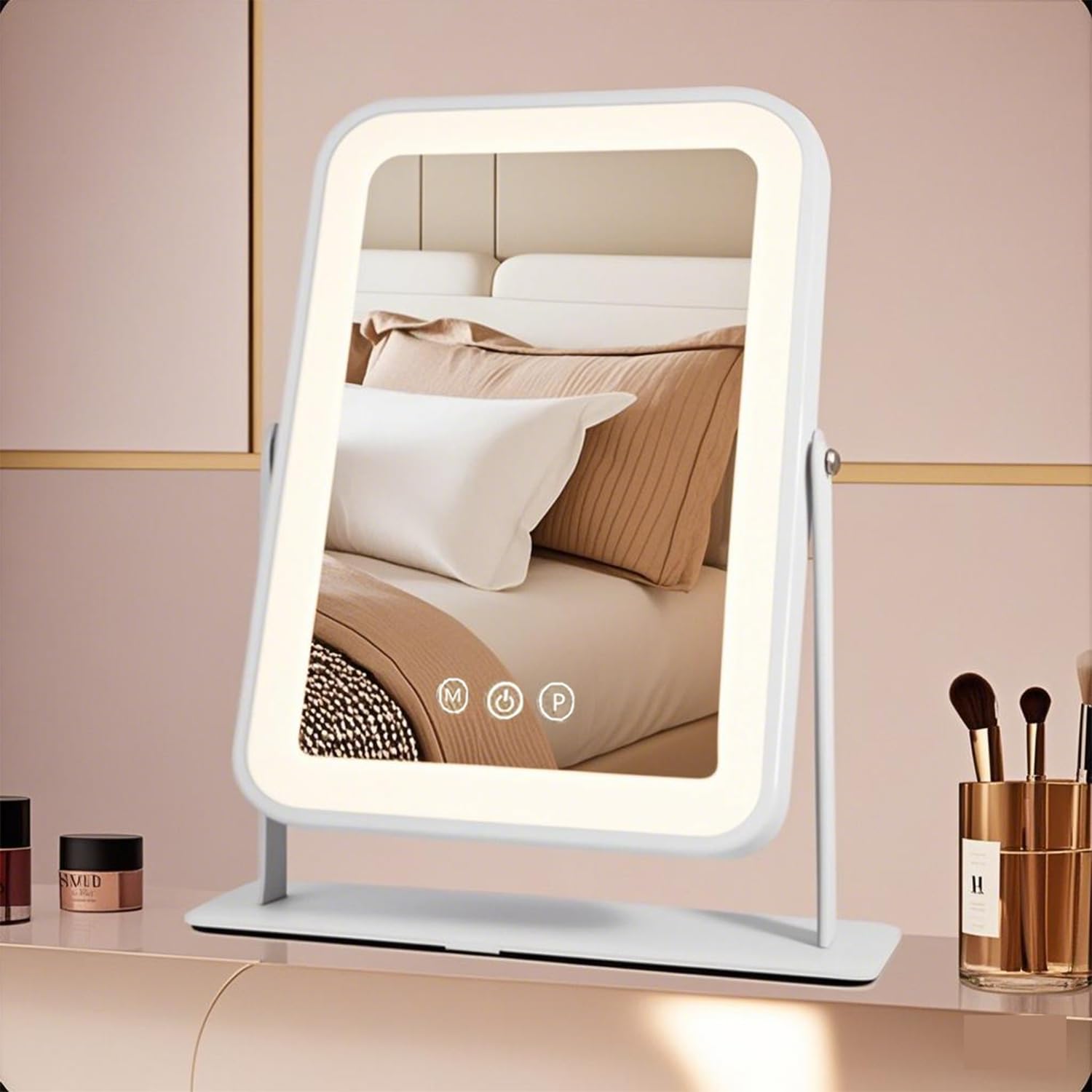 

Новейшее настольное зеркало для макияжа актрисы в стиле Голливуда с подсветкой, настольное зеркало с питанием от USB и батареек типа ААА, трехцветный режим освещения белый