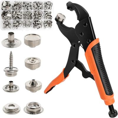 Kit Profesional de Perforadora de Ojales con 40 Juegos de Hebilla Metálica de 15 mm para Cinturón Ropa Cortinas Zapatos Tienda Lona Kit de Alicates para Ojales