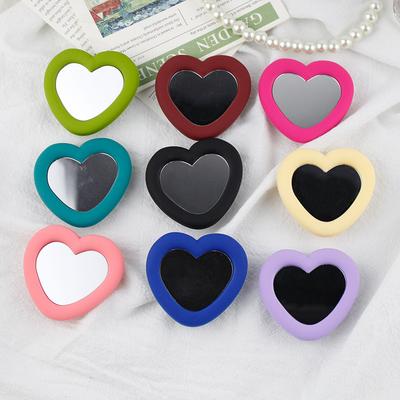 Japanese and Korean Style Heart-shaped Mirror Silicone Transparent Airbag Holder Suitable for iPhone Universal
