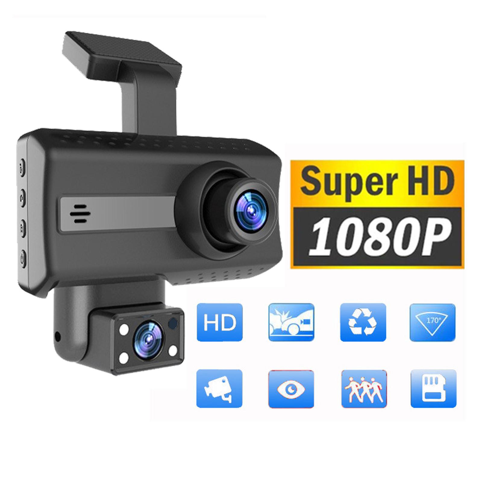 

Dash Cam 1080P FHD DVR Автомобильный рекордер 3,0-дюймовый IPS-экран Приборная камера 170 ° Широкий угол Front + Inside Vehicle