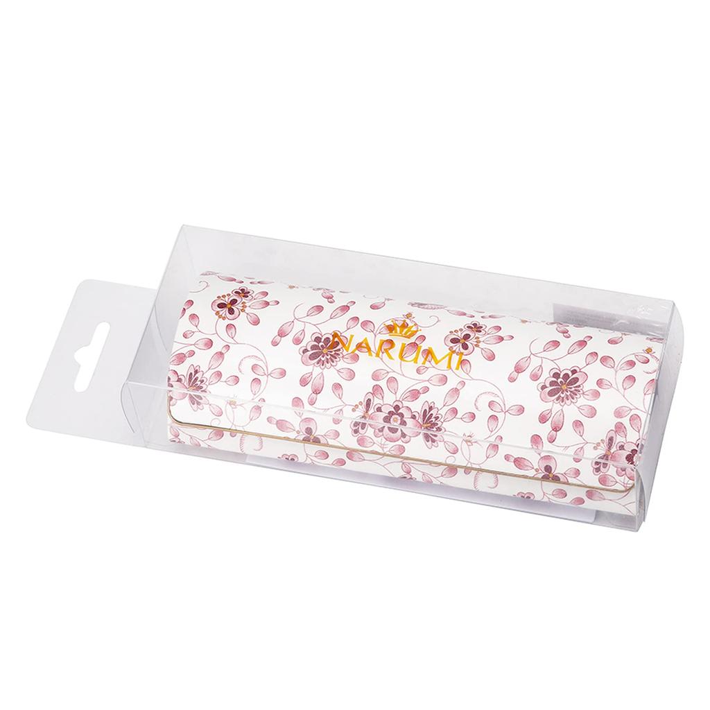 Pearl NARUMI Glasses Floral Case, White, Hard, Magnetic, Pattern, NA-2