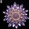 Elegant Vintage Multi-colored Flower Brooch Pin with Sparkling Stones and Leaf-shaped Elements for Weddings and Parties