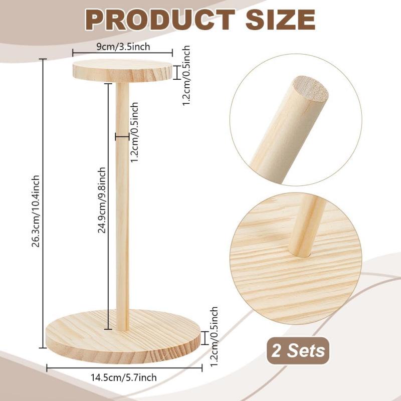 Wooden Desktop Hat Display Stand for Straw and Sun Hats