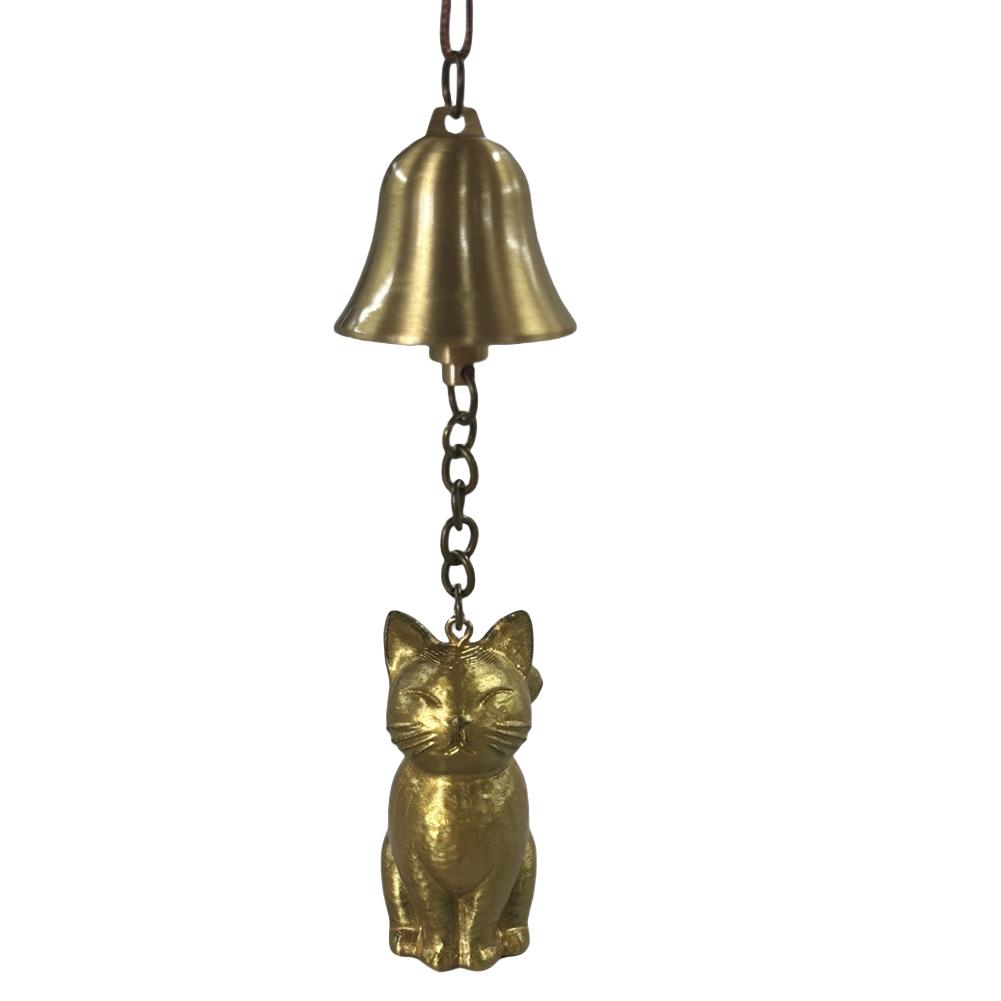 Brass Cat Wind Chime Handcraft Cute Cat Wind Chime Unique Kitten Wind Chime Memorial Windchime for Door and Window Decoration