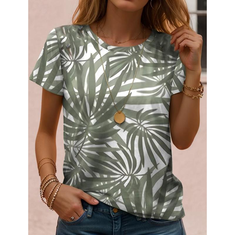 

Женская футболка с 3D-принтами с цветами, футболки с коротким рукавом, топы, футболки с 3D-принтами и круглым вырезом, летняя повседневная женская одежда 8XL