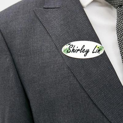 10 ks/sada DIY oválný jmenovka s špendlíkem Kancelářští pracovníci Studenti Zaměstnanecký ID Jmenovka Držák Lehký Dřevěný Brožový špendlík na pracovní oděv Sada