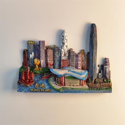 Çin Hong Kong Kongre ve Sergi Merkezi 3D Stereoskopik Turizm hatıraları Reçine boyama Buzdolabı mıknatısları