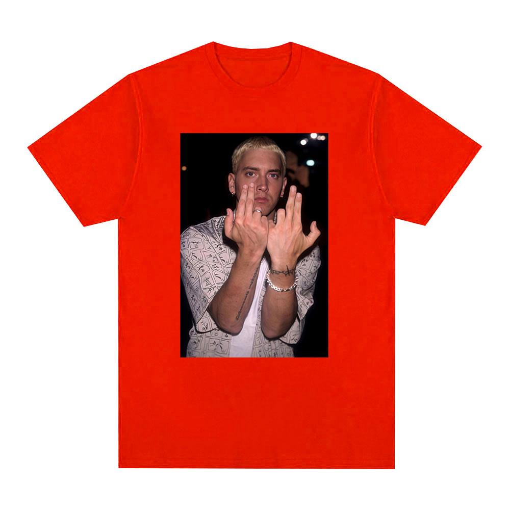 Rapper Eminem Gesture Graphic Tshirt Unisexs Women Hip Hop Fashion Short Sleeve Tshirts Summer Cotton Casual T Shirt Streetwear