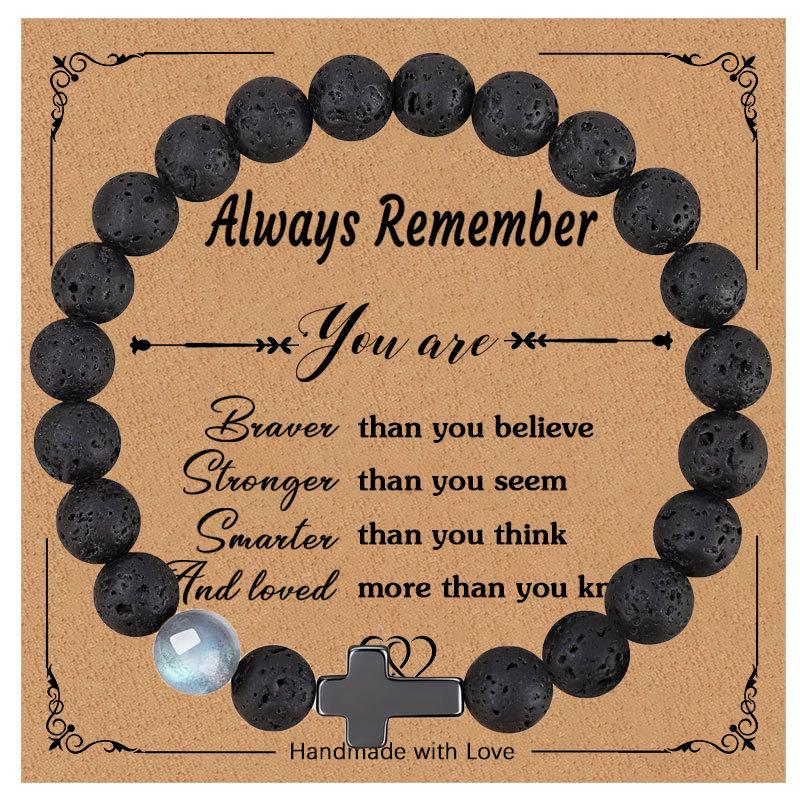 

Pink Zebra Stone Inspirational Cross Bracelet - European & American Style