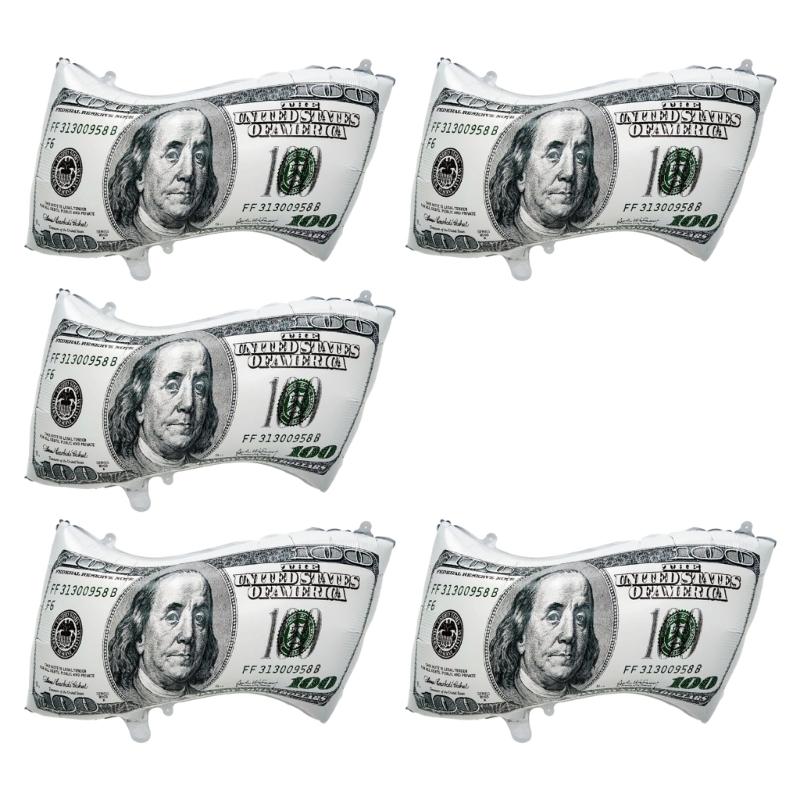 Double Sided Aluminum Foil Balloons Modern Money Designs for Birthday and Financial Party Decorations