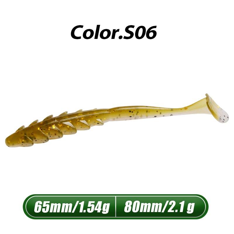 MEREDITH Crazy Shiner II Soft Lure 65 mm 80 mm Rybářská návnada Shad Silikonové návnady T-tail Wobblers Swimbait Umělá polévka leurre