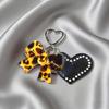Fashionable Heart Shaped Keyring Multi Hole Detailing Acrylic Alloy Bowknot Key Charm Compact Daily Carry Companion