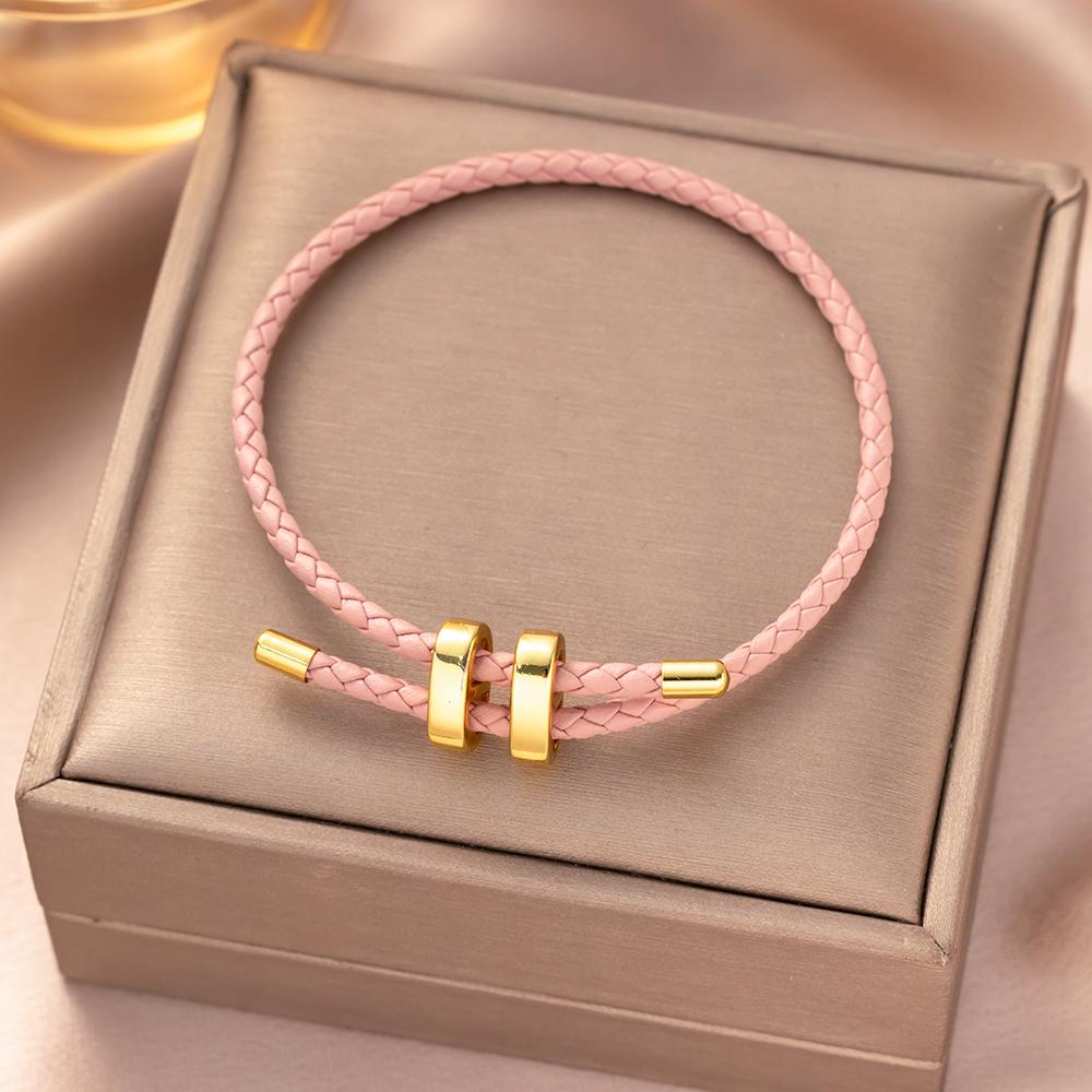 Trendiges Rotes Fadenarmband für Damen Herren Verstellbares Edelstahl Geflochtenes Seil Unisex Charm Schmuck