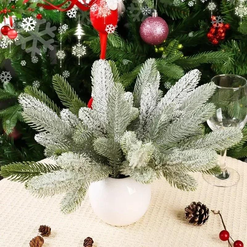 50/5x Artificial Green Pine Branch Leaves Christmas Decoration Xmas Tree Home Room Decor New Year Christmas Garland Accessory
