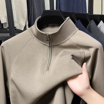 Spring and Autumn Men's Sweater Half Zipper Stand-up Collar Cotton Clothes Men's Casual High-end T-shirt