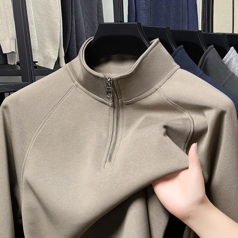 

Весенне-осенний мужской свитер на молнии с воротником-стойкой, хлопковая одежда, мужская повседневная футболка высокого класса 4XL