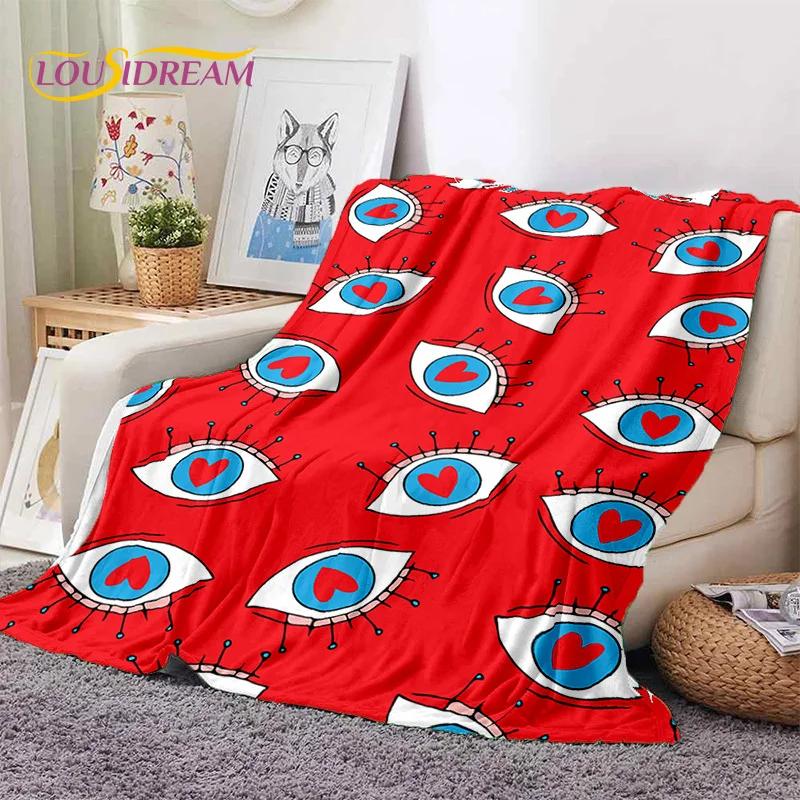 3D Boze Oog Turkije Blauw Nazar Oog van Horus Zachte Flanel Dekens, Plaid Comfortabele Deken voor Picknick Bedden Bank Slaapkamer
