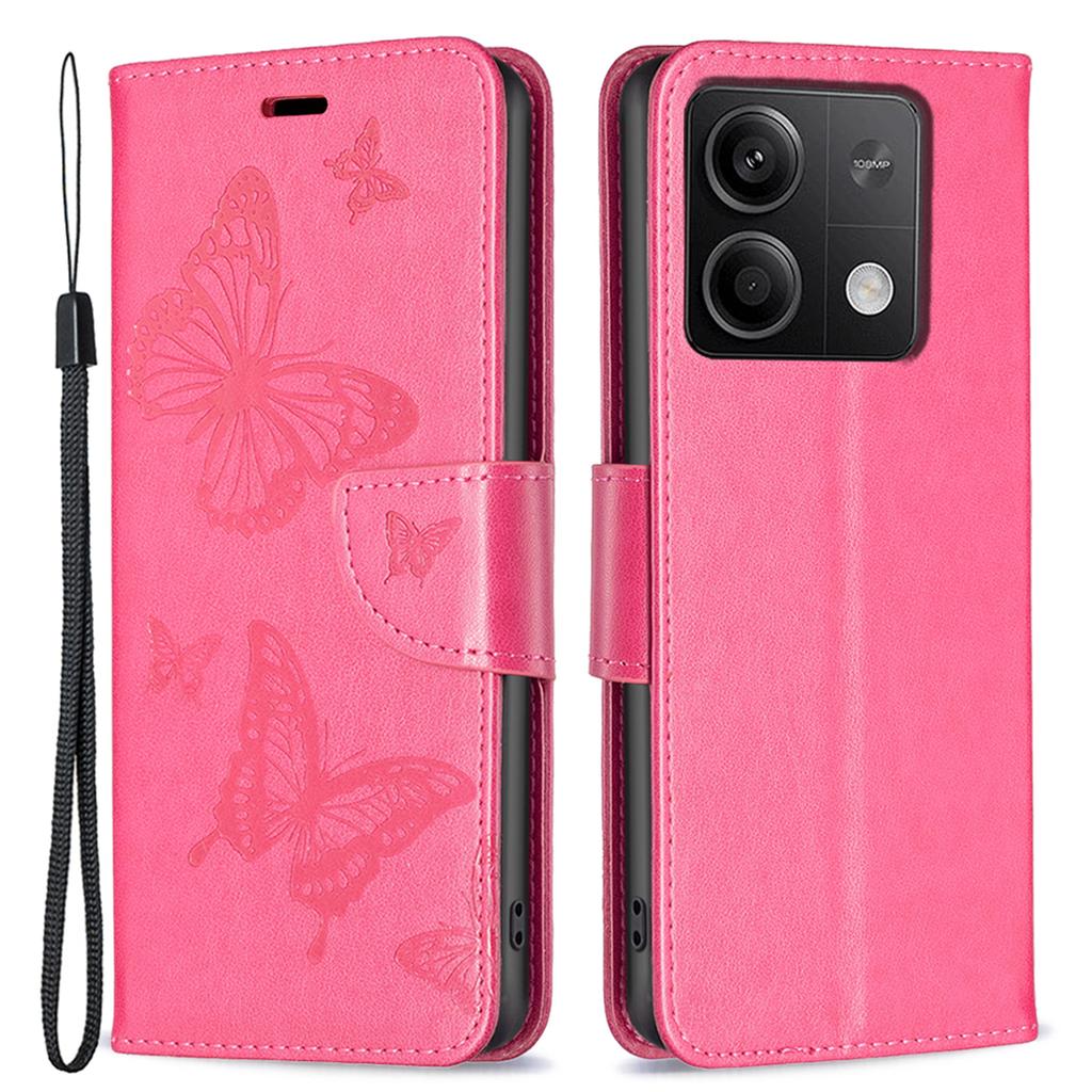 For Xiaomi Redmi Note 13 5G Leather Case Wallet Phone Cover Butterfly Pattern