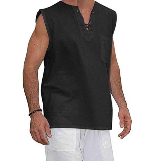 

Terrific Summer Top Quick Dry Colorfast All Match Lace Up 2XL чорний