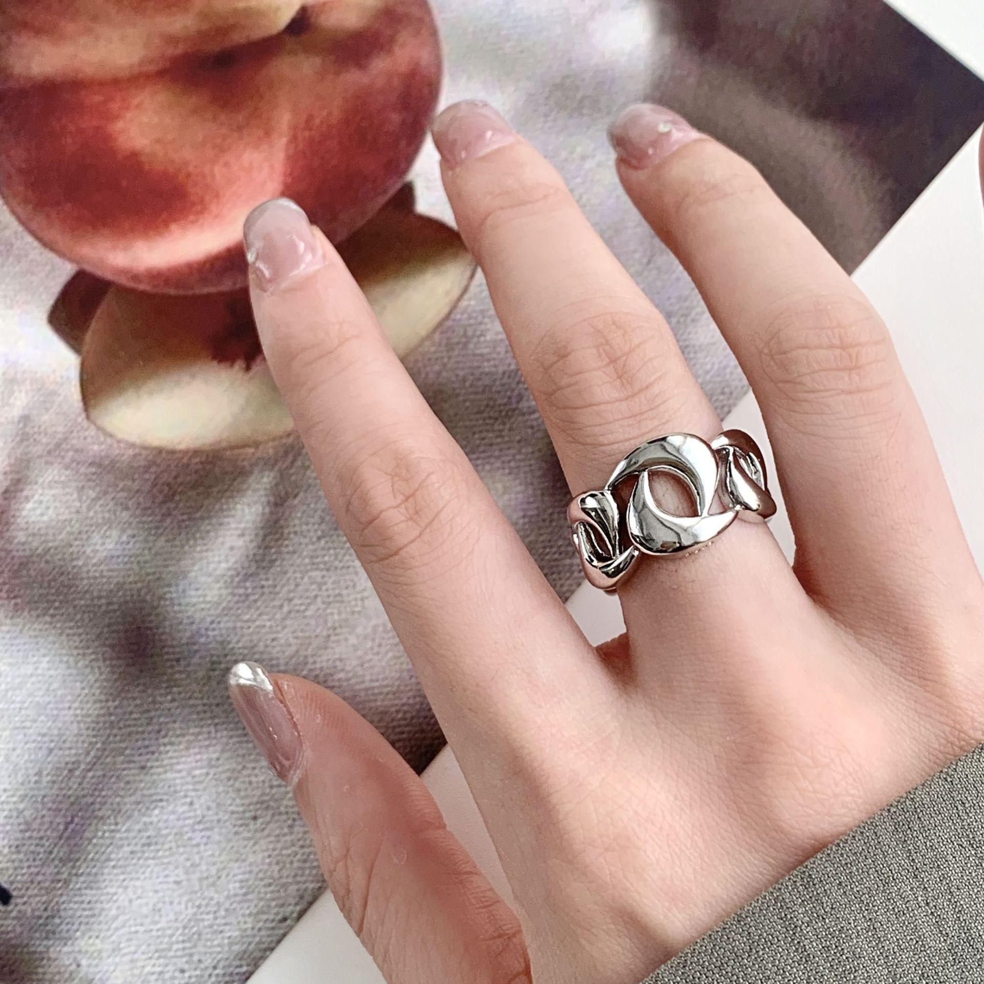 Women s Creative Irregular Geometric Crescent Adjustable Ring Open Adjustable