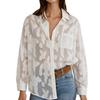 New Autumn-winter Simple Business-style V-neck Buttoned Jacquard Loose Sheer Shirt
