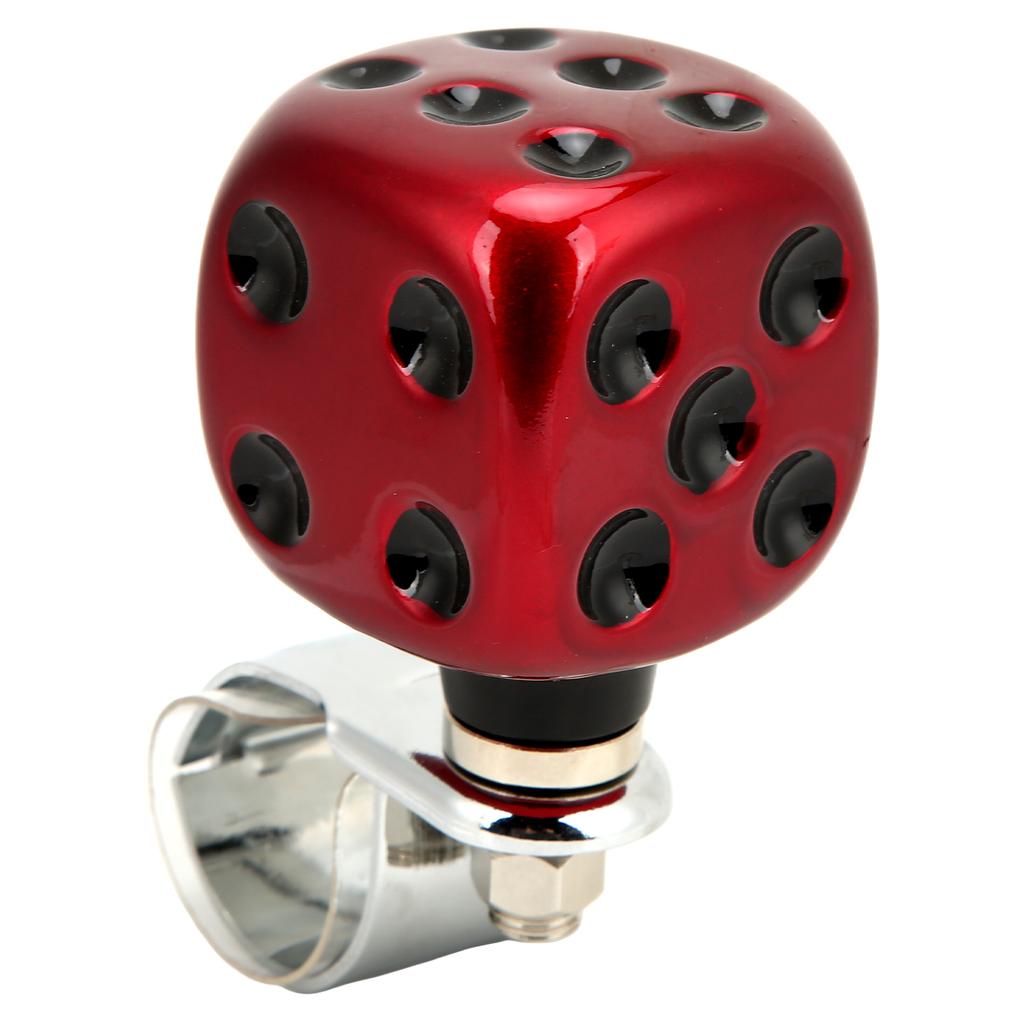 Dice Shape Car Steering Wheel Spinner Suicide Knob Labor Saving for Cars Trucks Tractors BoatsRed