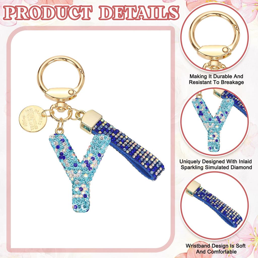 [PATIKIL] Initial Letter Keychain, Gift Bling Letter Y Keychain, Alphabet Key Ring, Handbag Accessory for Women, Shiny Cute Backpack Bag Car Key