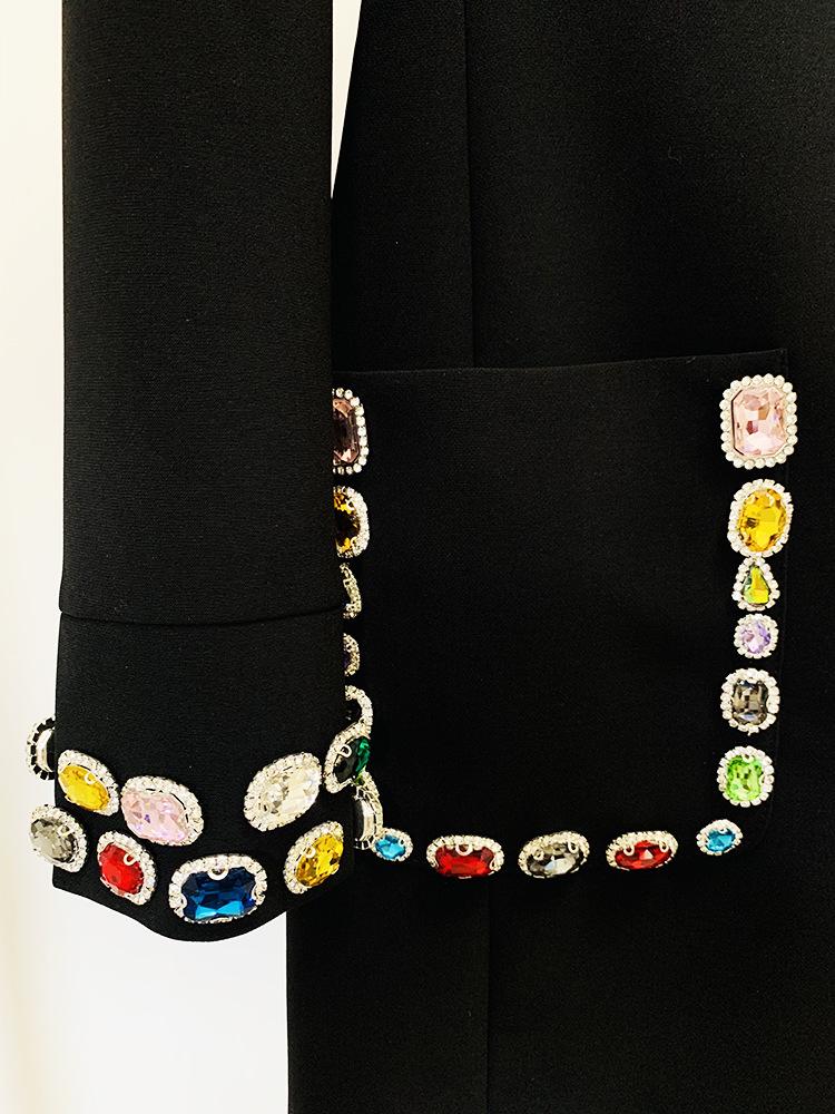 High-End Strass- und Edelstein-Perlen-Langarmkleid - Mode Frühjahr 2026