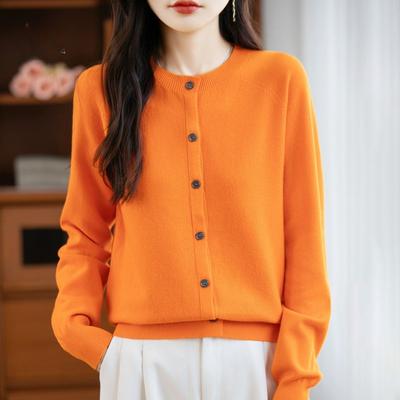 Pullovermantel Damen Strickjacke Herbst und Winter Design Sinn Nische Langärmeliger Rundhals Kurzes Oberteil Osmanthus Nadelgestrickter Pullover