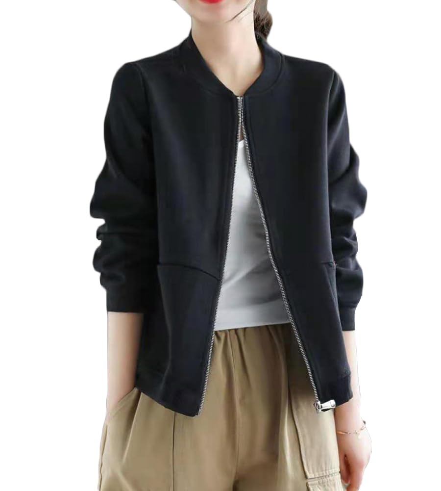 

Celetree Long Solid 5 Sizes Women s Zip-Up Sweatshirt, Sleeve, Color, Casual, Fall/Spring, Colors, M-3XL (JP, Alphabet, L, Black) чёрный