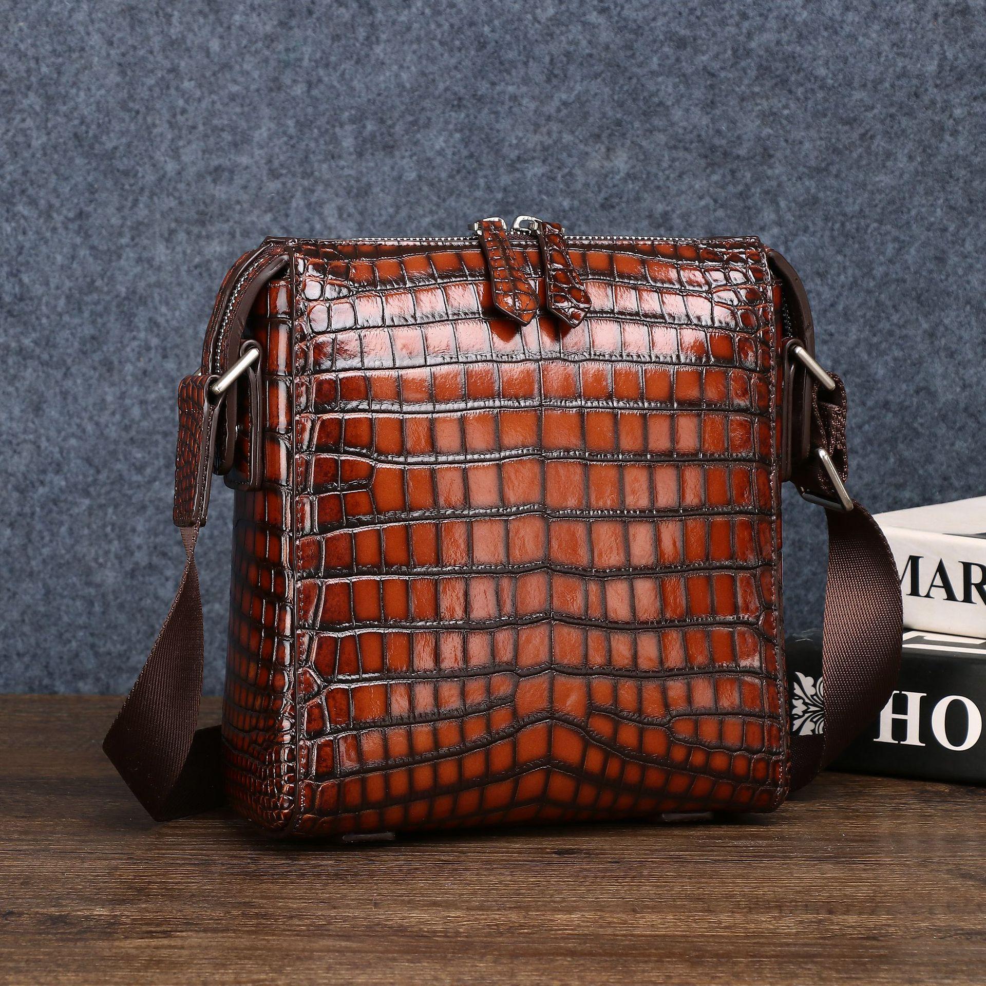 

Мужская сумка кроссбоди с узором крокодила – Модный уличный маленький рюкзак-слинг