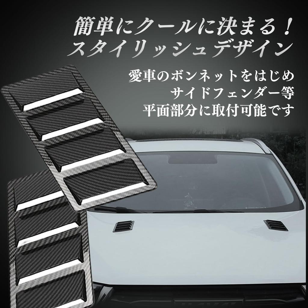 HTharros Dummy Duct Hood Fender Side Air Intake Car General Purpose Sameera Dress Up Aero Parts Carbon 2pcs Set