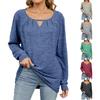 Women's Solid Color Crinkled Brushed Cutout Loose Long Sleeve T-shirt  Fall Winter Casual Tops Leisure Export