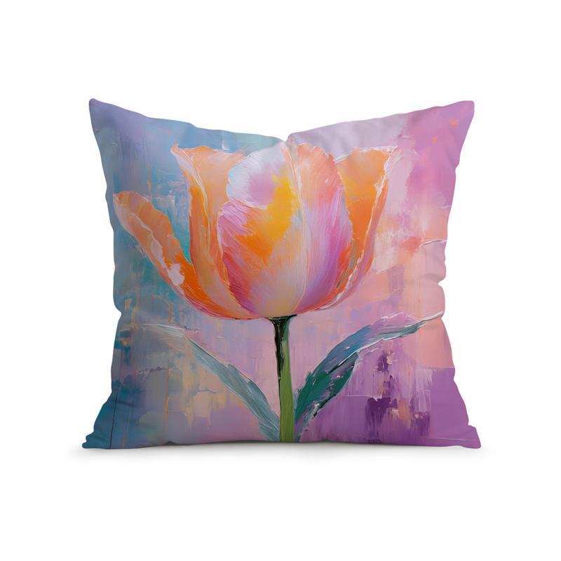 Abstract Tulip Oil Painting Cushions Pillowcase Printed Polyester 45X45Cm Throw Pillow Cover Decorative Sofa Cushion Pillowslip