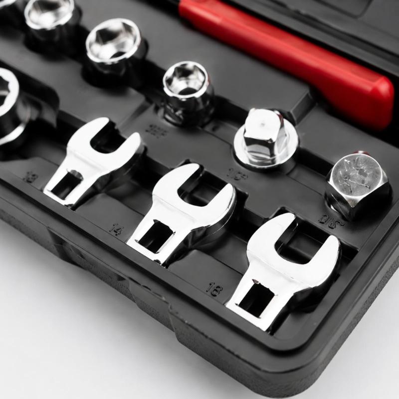 Spring Tensioner Removal and Adjustment Service Kit with Extension Bar, Drive Pieces, Crowfoot Heads, and Blow-Molded Storage Case