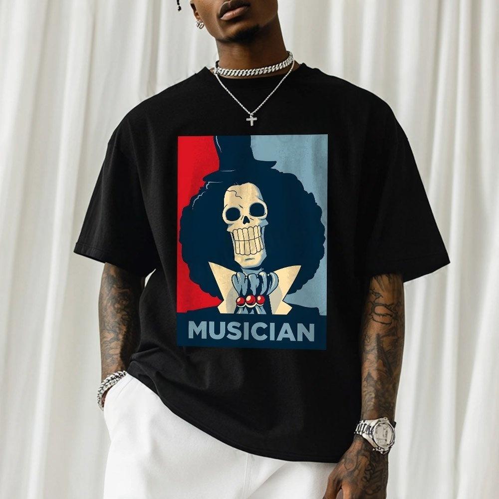 

One Piece Men s T-shirt Brook Summer Classic Anime Autumn Boy Children s Short-sleeved Casual Comfortable Parent-Child Outfit 4XL