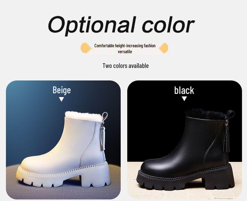 Women's Off-White Thickened Velvet Snow Boots