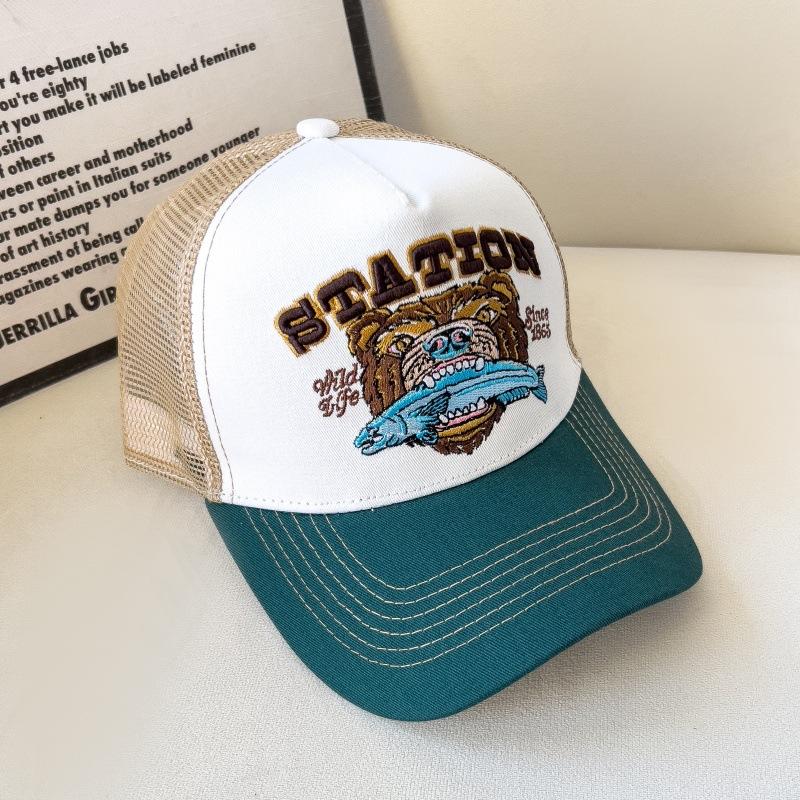 American Retro Baseball Cap Mesh Breathable UPF50+ Unisex Hip Hop Streetwear Adjustable Vintage Sun Hat