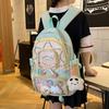 College schoolbag female junior high school student cute sweet contrasting color large capacity backpack student backpack trendy fashion