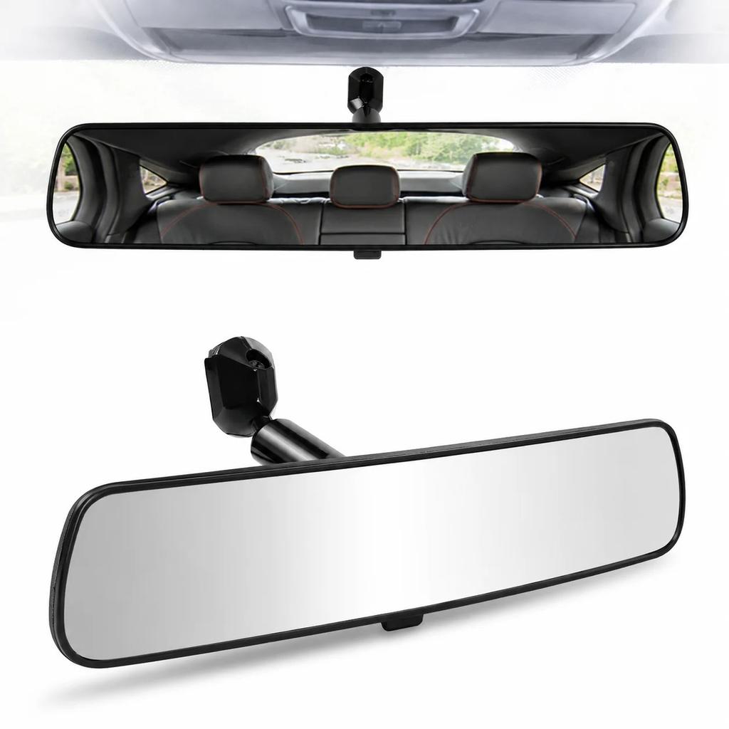 Universal Interior Car Rear View Mirror Wide Long Adjustable Adhesive Kit 10 Inch
