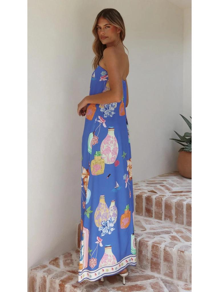 2025 European Linen Strapless Casual Holiday Dress