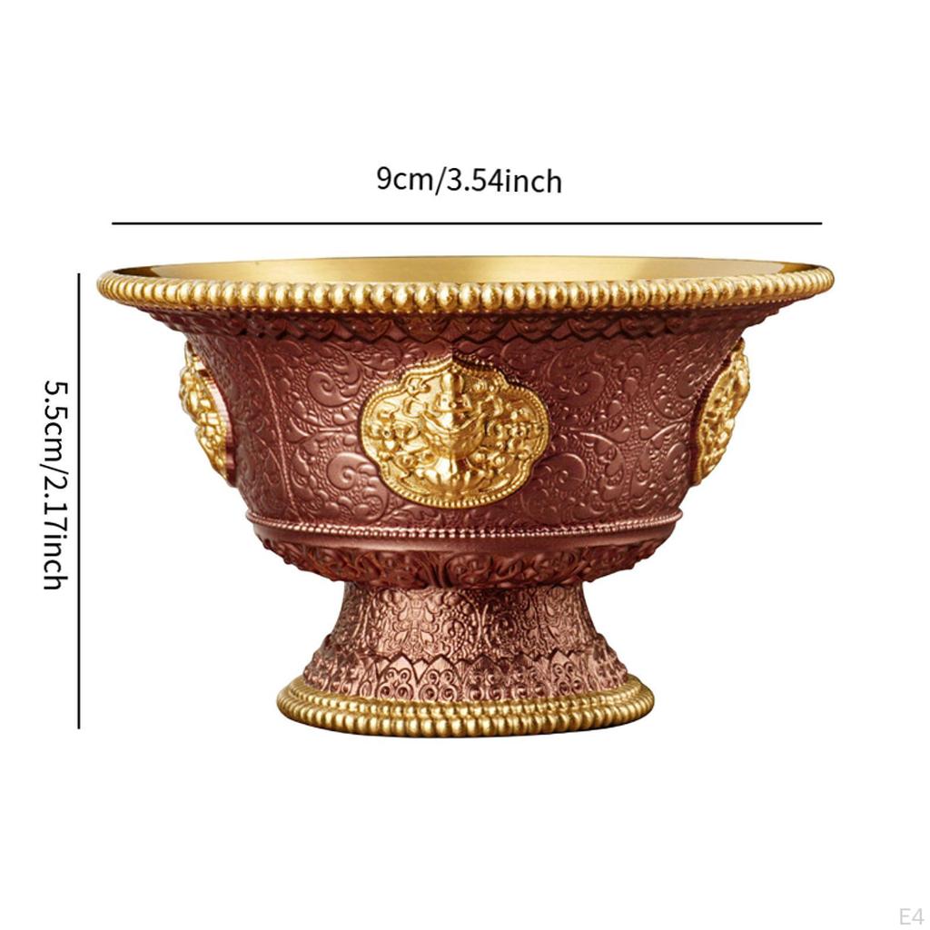 Tybetańska buddyjska miska do ofiarowania wody, kubek do modlitwy, przybory mosiężne, dzieło sztuki
