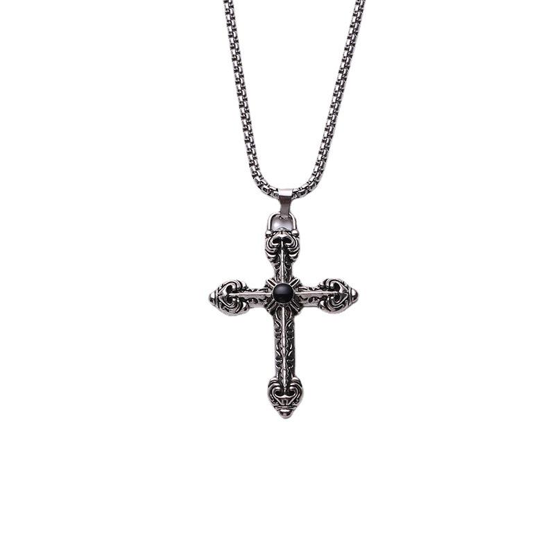 Retro Cross Pendant Hip Hop Necklace - Unisex Fashion Statement Chain
