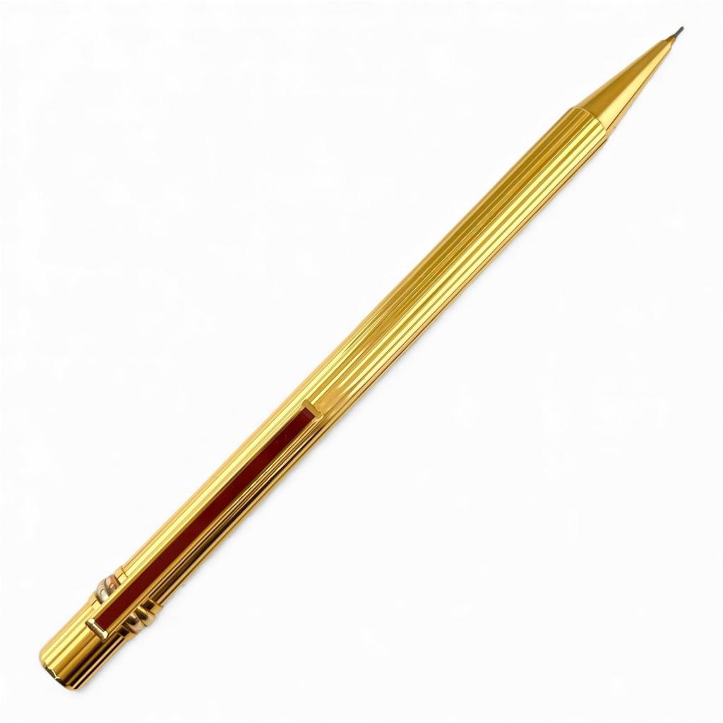 Excellent Cartier Mechanical Pencil Must Do Trinity Stripe Pattern Gold Bordeaux Used
