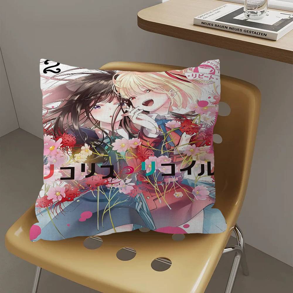 Anime Lycoris Recoil Cushion Cover Car Throw Pillow Case For Sofa Car Christmas Gift 40x40cm 45x45cm